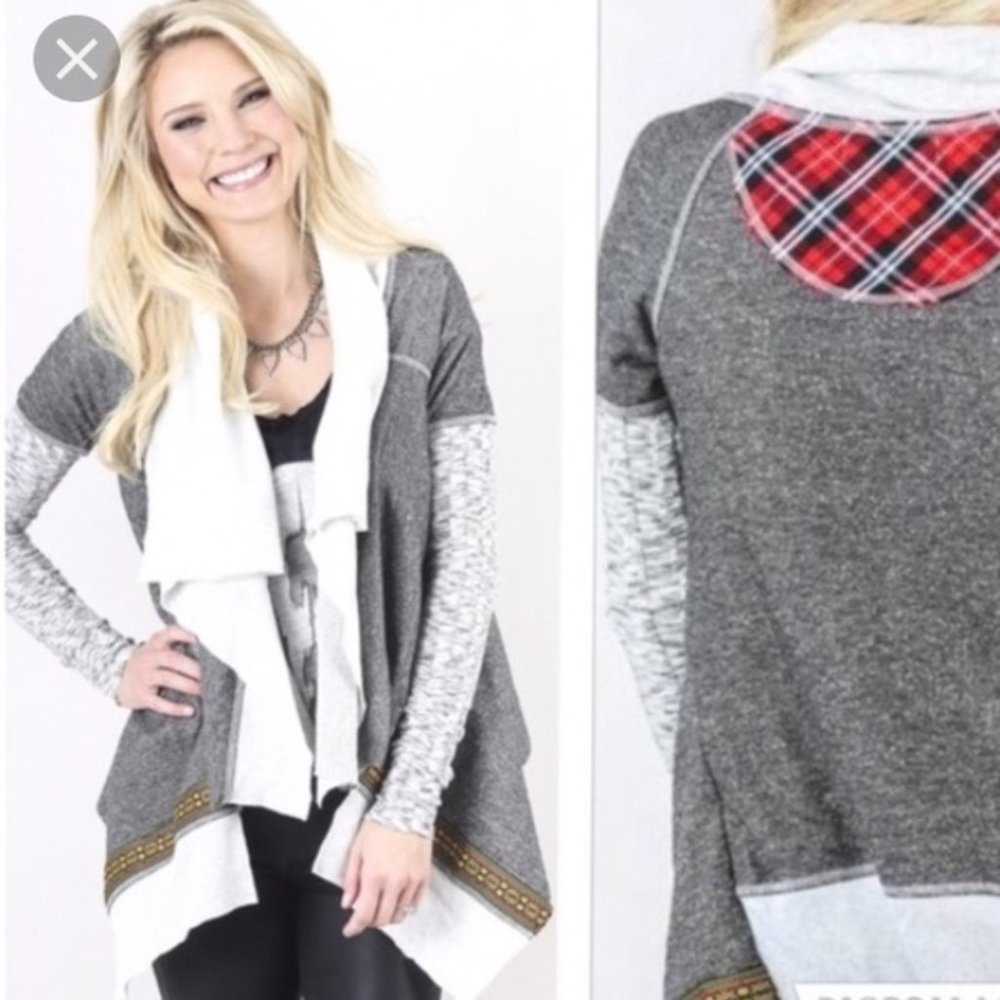 Asymmetrical Open Front Lagenlook Style Sweater